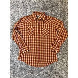 Fly Cattleman Men's Vintage Western Shirt Large Pearl Snap Plaid